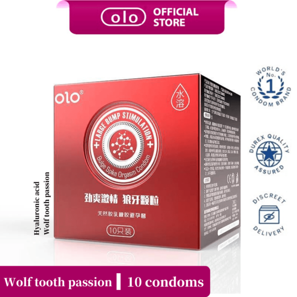 OLO NEO Ultra-Thin 001 Wolf Tooth Passion Hyaluronic Acid Condoms 10's