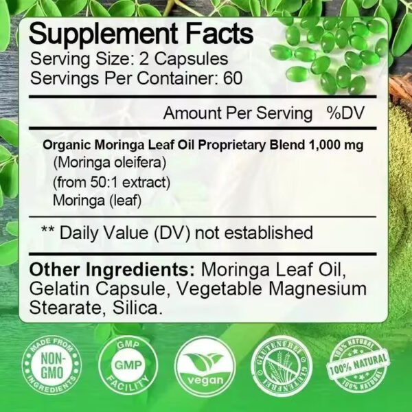 Bbeeaauu Moringa Soft Gel Contains over 92 nutrients and 46 , Immune and Heart Health Supports Healthy Energy Levels and Weight Management 120pcs - Image 6